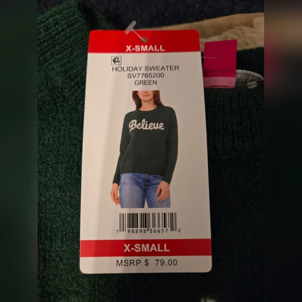 New Vince Camuto Crewneck Sweater with 'Believe' Script